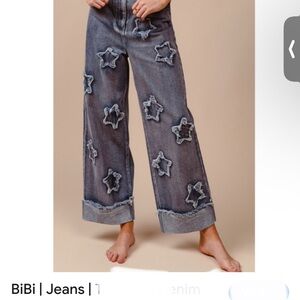 BiBi Women's Denim Star Embellished Flare Jeans